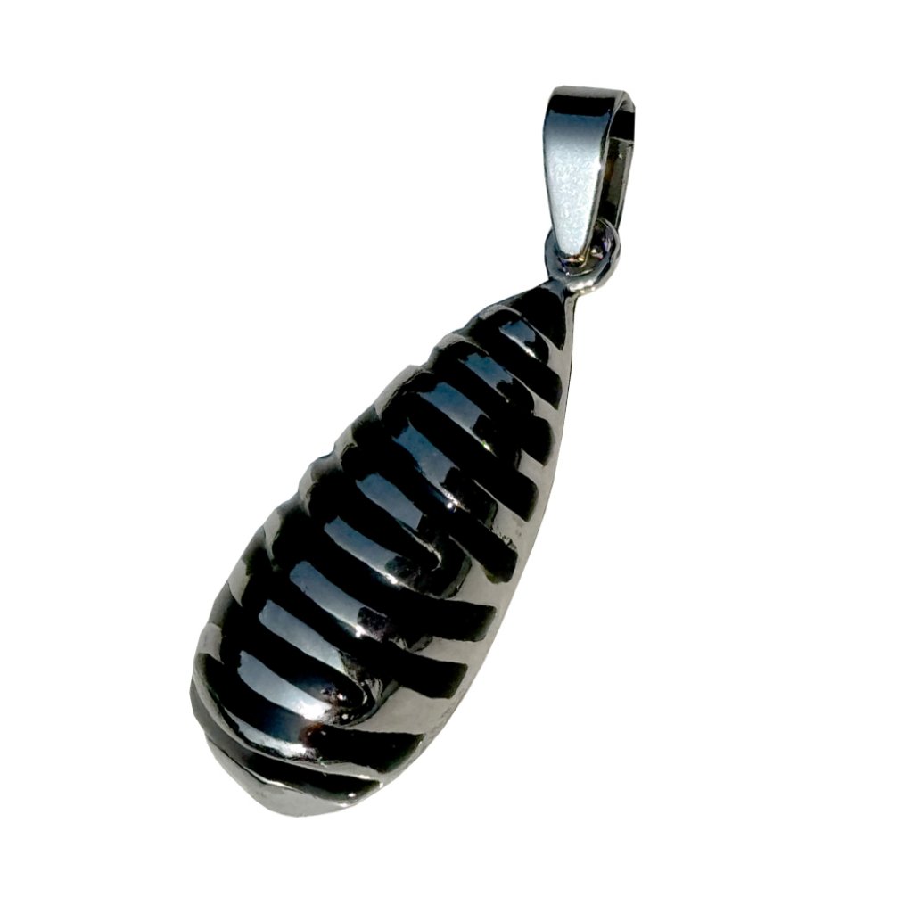 Inox Womens Stainless Steel Teardrop-Shaped Pendant W Black And Silver Accents 39$